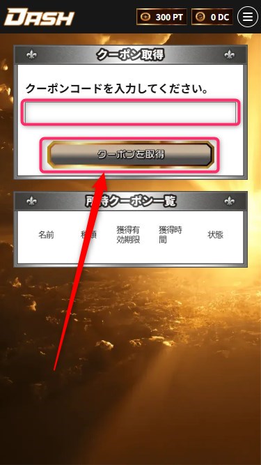 3.クーポンコードを入力する