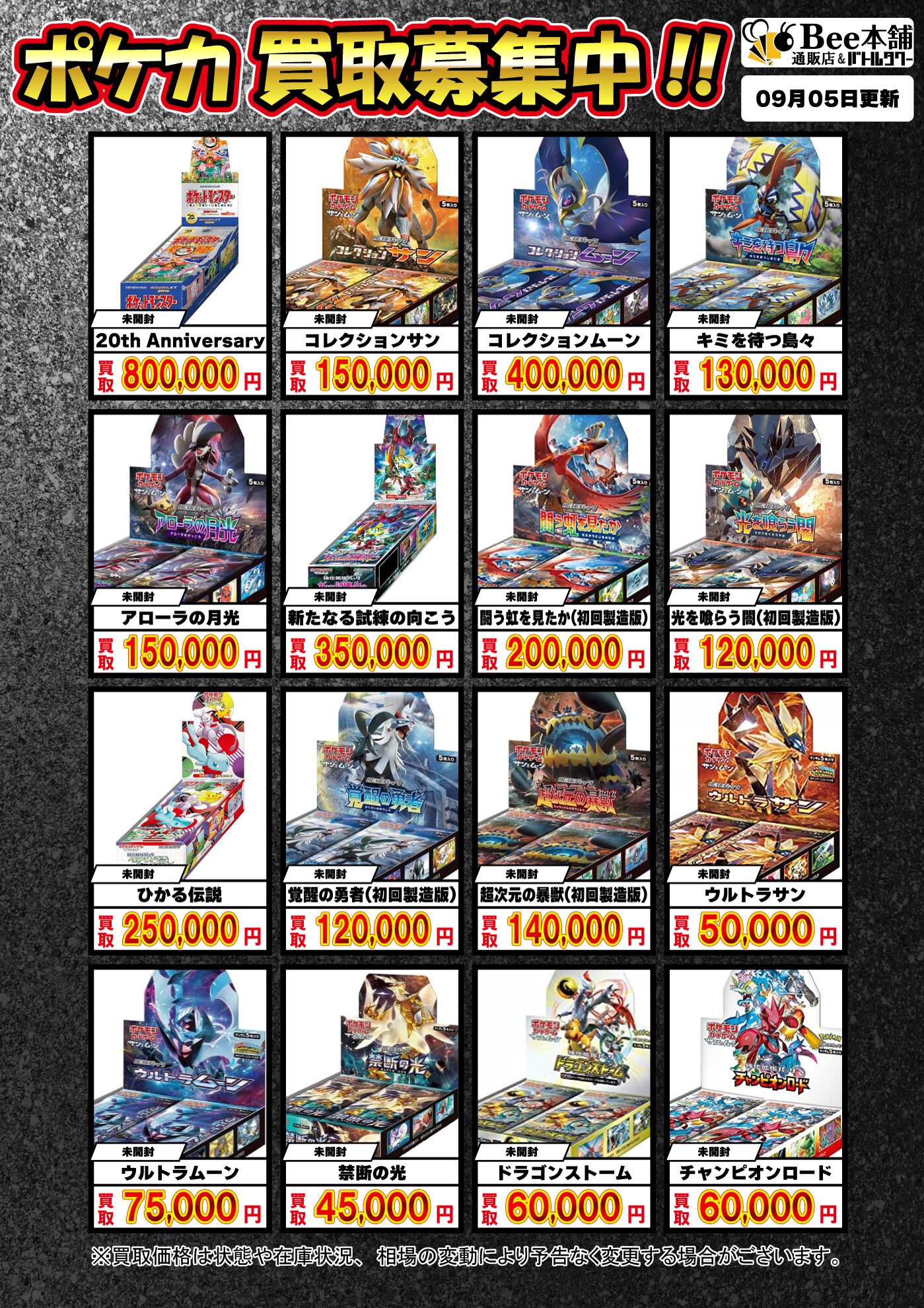 BOXやパックは開封しない