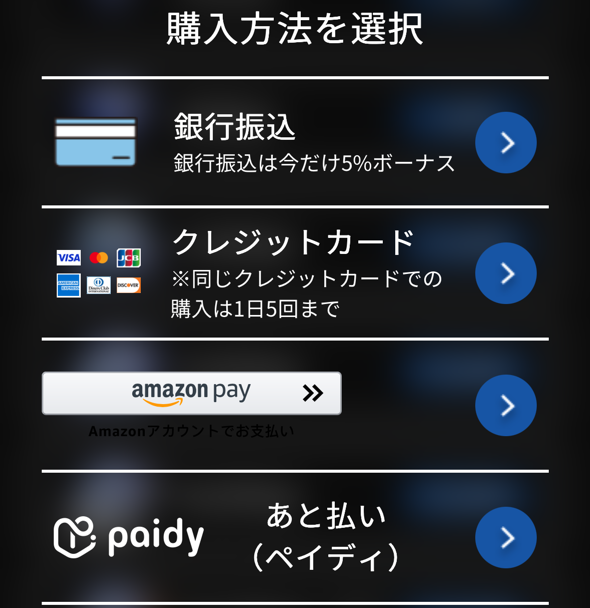 ⑤購入方法を選択して決済を済ませる